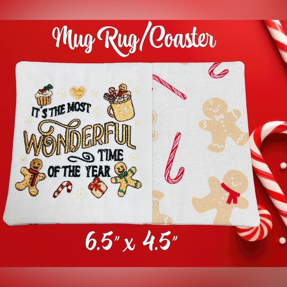 Hand Crafted Mug Rug Coaster Embroidered Cotton Fabric Padded Absorbs Liquid - Picture 8 of 8